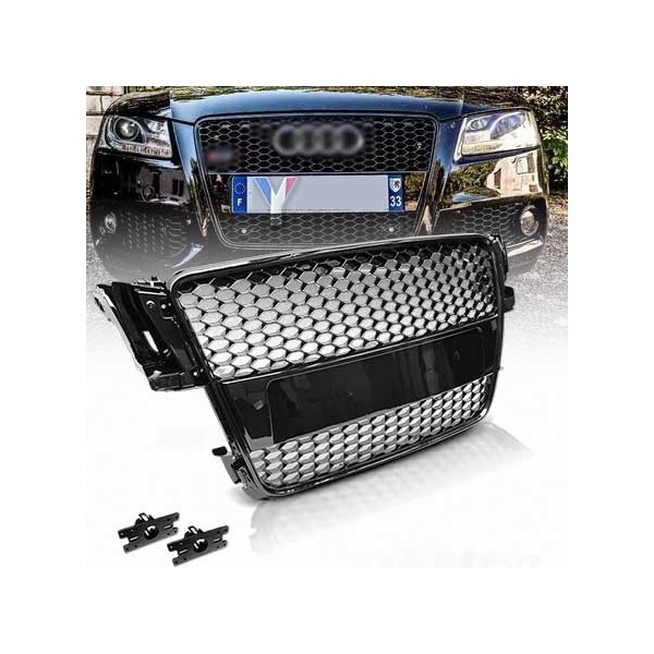 Grille calandre Audi A5 07-11 - look RS5 - Noir Laqué