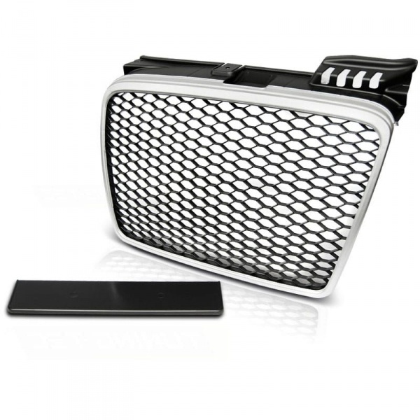 Grille calandre Audi A4 B7 04-08 - argent mat noir - look RS4