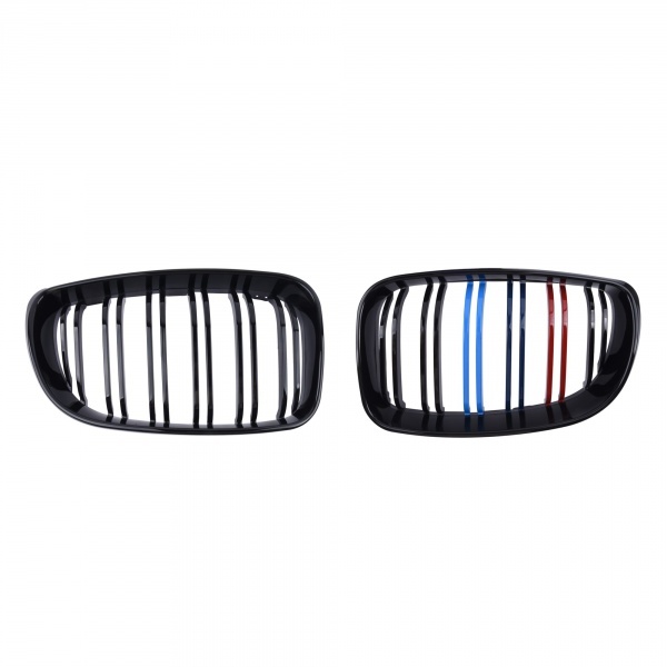 Grilles calandre BMW Serie 1 E81 E87 LCI  08-11 look couleur M - Noir brillant