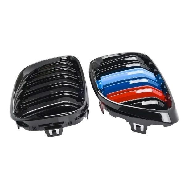 Grilles calandre BMW Serie 2 F22 F23 F87 M2 look couleur M - Noir Brillant