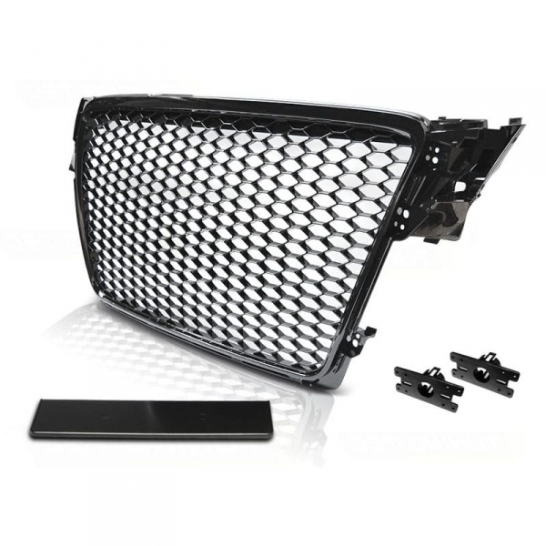Grille calandre Audi A4 B8 08-11 - noir laque - look RS4