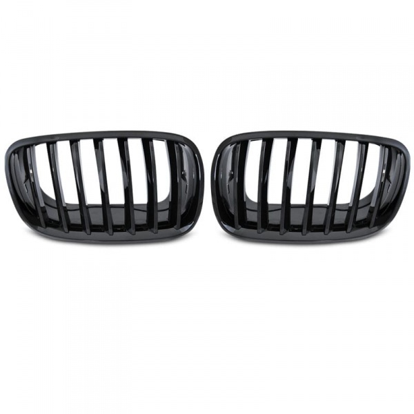 Grilles calandre BMW X5 E70 - X6 E71 07-13 - Noir Brillant look Mperf