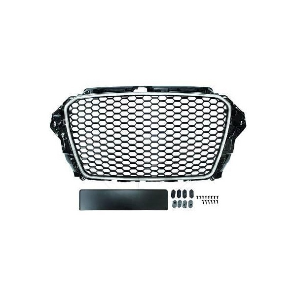 Grille calandre Audi A3 8V - look RS3 - Noir Chrome