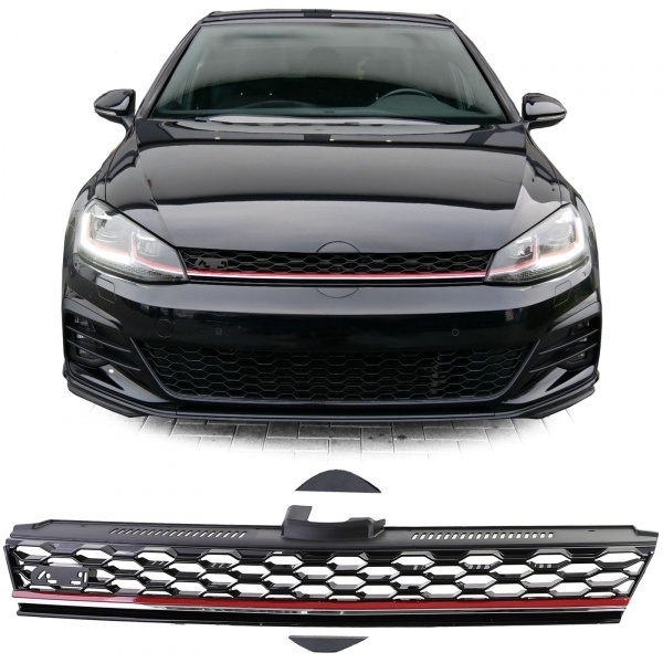 Grille calandre VW Golf 7.5 phase 2 (VII) 17-20 - look GTI - Noir brillant