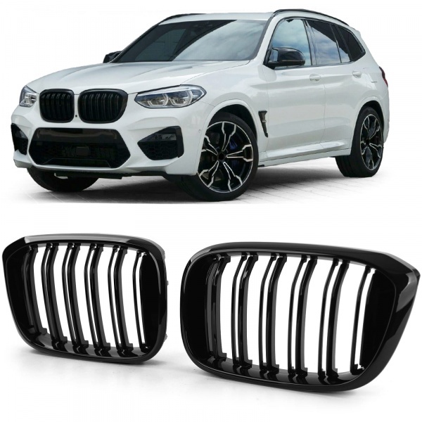 Grilles calandre BMW X3 G01 X4 G02 17+ - Noir brillant - look Mperf