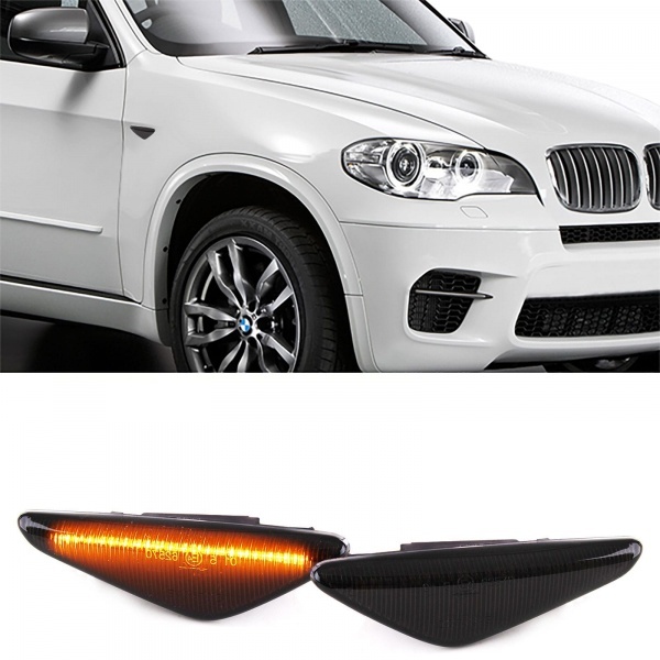 Clignotants ailes LED dynamiques BMW X5 X6 X3 E70 E71 E72 F25 - Noir fume