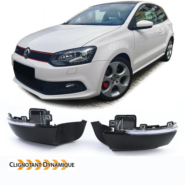 2 Clignotants retro dynamiques LED VW Polo 6R 6C - Noir