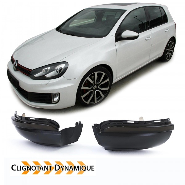2 Clignotants retro dynamiques LED VW Golf 6 Touran 10-15 - Noir