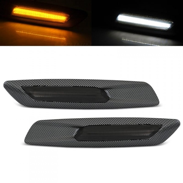 Clignotants repetiteurs LED BMW E60 E61 E90 E91 E92 E81 E82 E87 Look F10 - Carbone Fumé