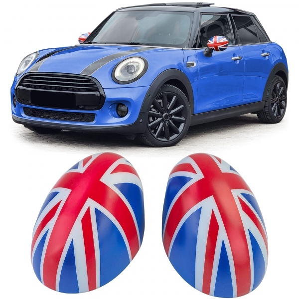 Coques retroviseur bleu blanc rouge Mini F54 F55 F56 F57 13-18 - look Union