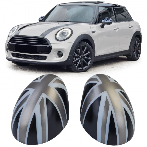 Coques retroviseur Noir Gris Mini F54 F55 F56 F57 13-18 - look Union