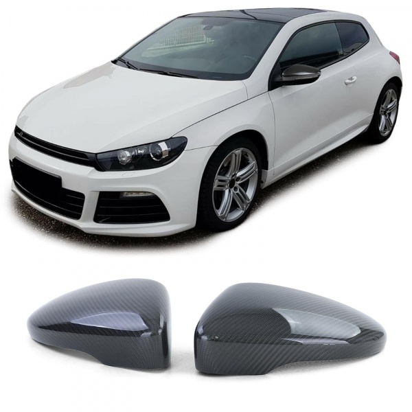 2 coques de retroviseur VW Scirocco - Carbone vernis - Noir Brillant