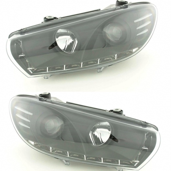 2 Phares avant VW Scirocco Devil Eyes LED 08-14  - Noir