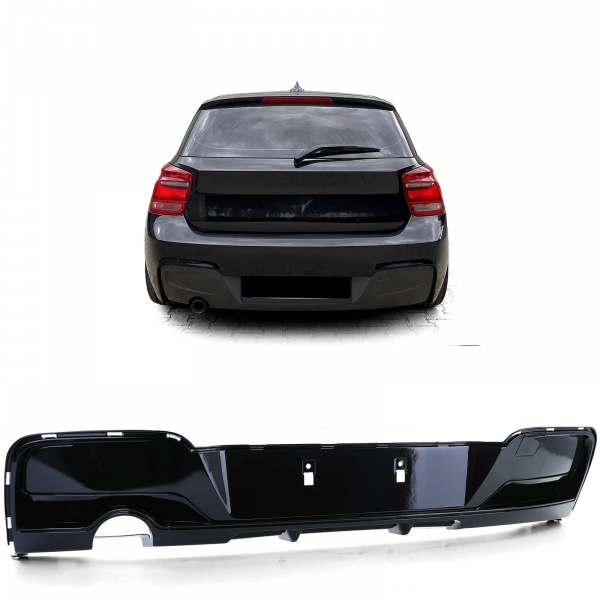 Diffuseur arriere BMW serie 1 F20 F21 phase 1 sortie simple noir brillant