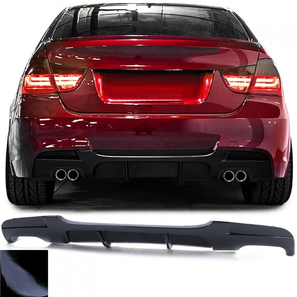 Diffuseur arriere BMW serie 3 E90 double sortie double noir brillant  M-P