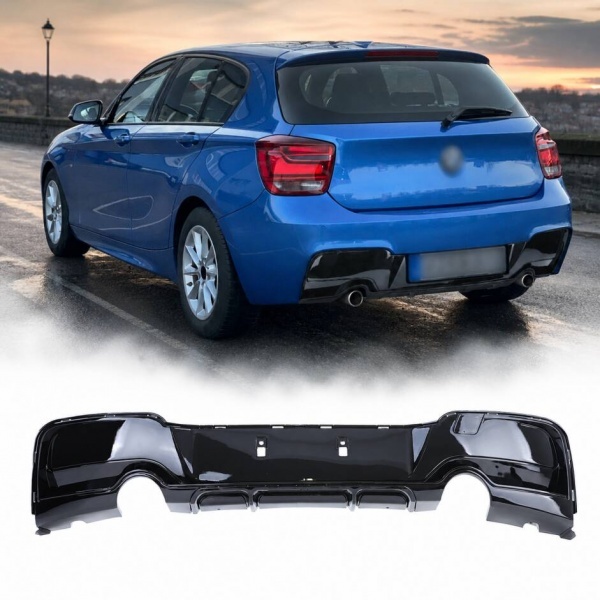Diffuseur arriere BMW serie 1 F20 F21 phase 1 double sortie simple - brillant