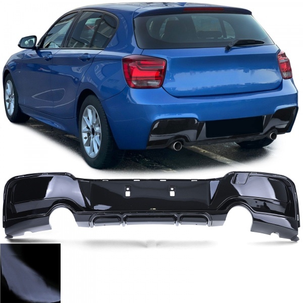 Diffuseur arriere BMW serie 1 F20 F21 phase 1 double sortie simple - brillant