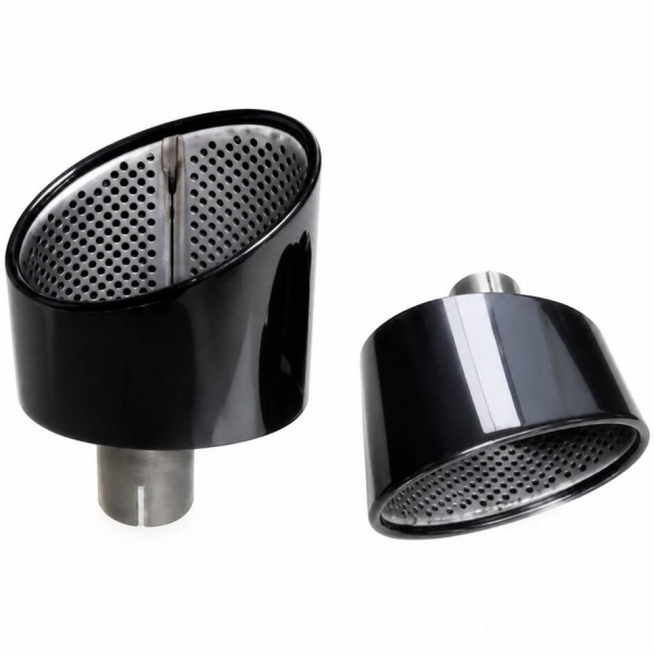 2 Embouts d'échappement look Sport pour Audi A4 B9 15-19 - Noir brillant