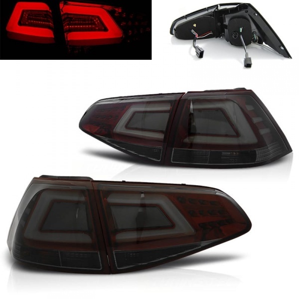 2 Feux arriere VW Golf 7 12-17 - LED BAR - Rouge teinte