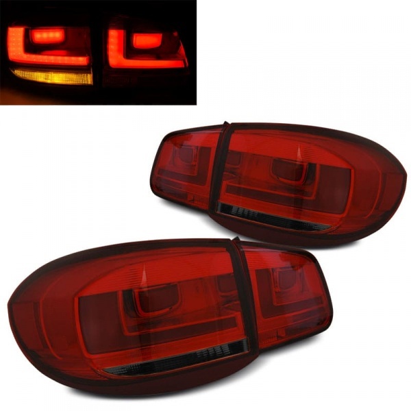 2 Feux arriere VW Tiguan 07-11 - LED BAR - Rouge fumée