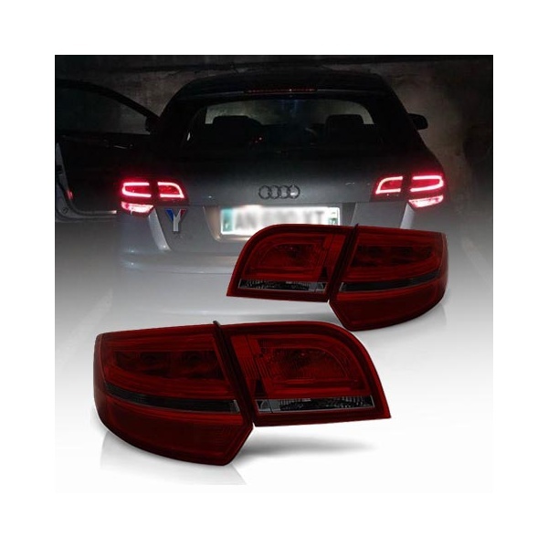 2 Feux AUDI A3 8PA Sportback LED 04-08 rouge teinté