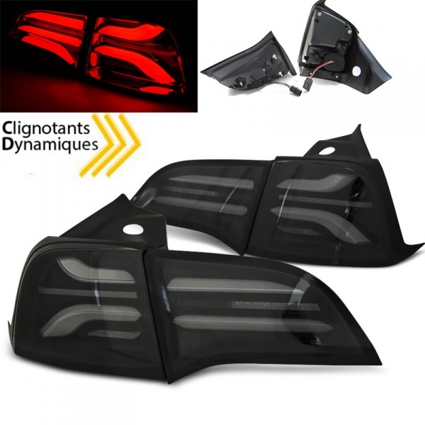 2 Feux arriere LED dynamiques Tesla Model 3 Model Y - Noir fumé