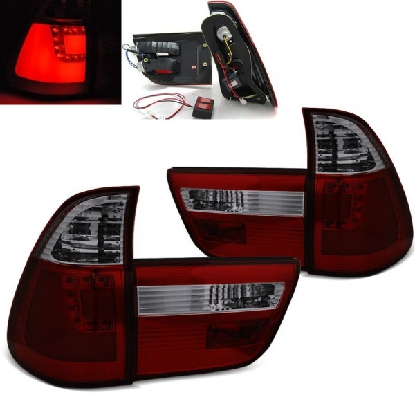2 Feux arriere LED BMW X5 E53 99-03 - Rouge Fume