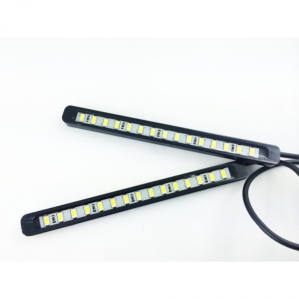 2 Feux de jour 15 LED Diurne 13cm - Blanc Pur - FlatDesign