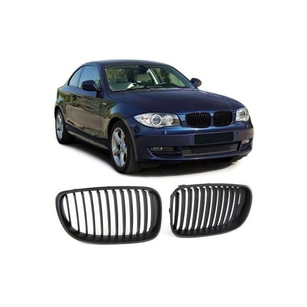 Grilles calandre BMW Serie 1 E81 E82 E87 E88 08-11 - Noir Mat