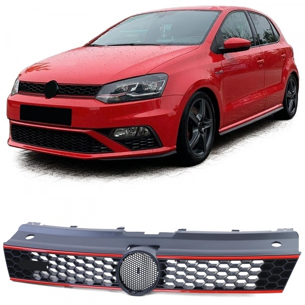 Grille calandre VW Polo 6R 6C 09-17 - look GTI - Noir Mat
