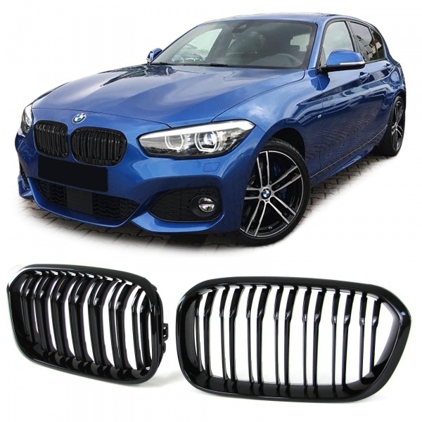 Grilles calandres BMW Serie 1 F20 F21 LCI 15-18 - Noir Brillant