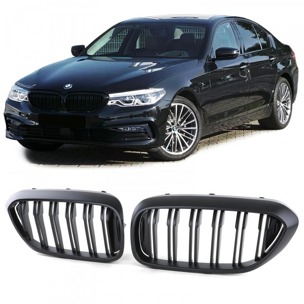 Grilles calandre BMW Serie 5 G30 G38 look M5 - 16-20 - Noir Mat