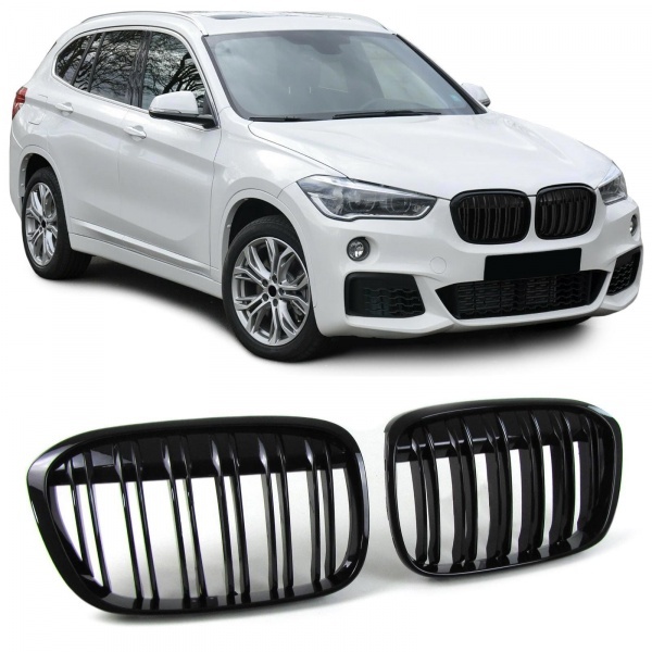Grilles calandres BMW X1 F48 15-20 look performance - Noir Brillant