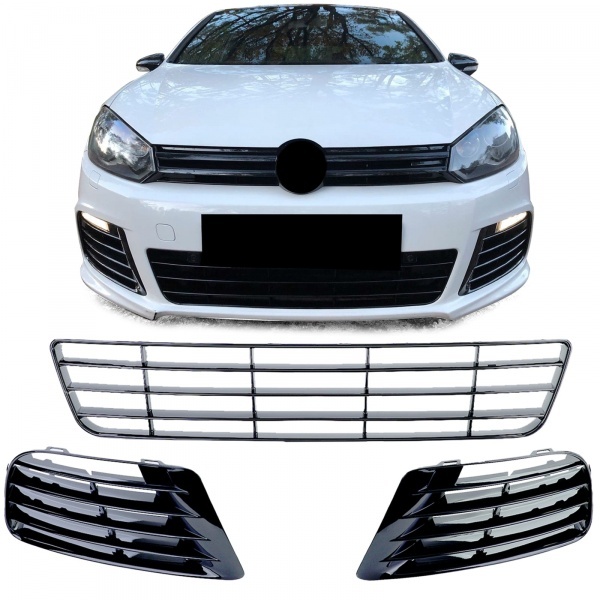 Grilles VW GOLF 6 R20 - 09-12 - Noir Brillant