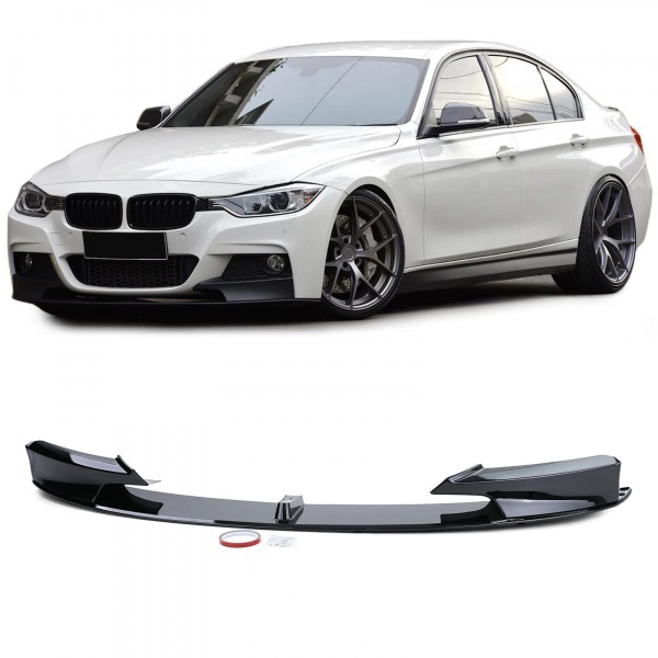 Spoiler lame de pare choc - BMW Serie 3 F30 F31 -11-19 - look mperf 1 piece - noir brillan