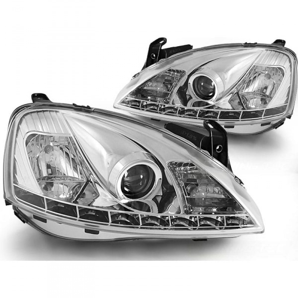2 Phares avant Opel Corsa C 00-06 devil eyes - Chrome