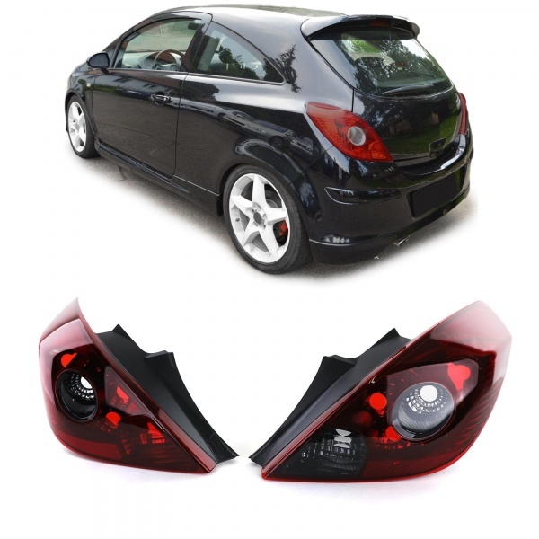 2 Feux arriere Opel Corsa D 3p look OPC 06-14 - Rouge teinte