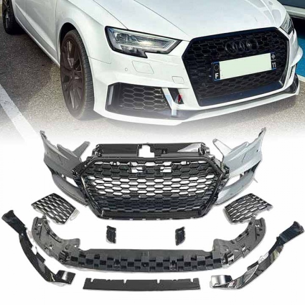 Pare choc avant AUDI A3 8V facelift  sportback 16-20 - Look RS3 - Noir - PDC