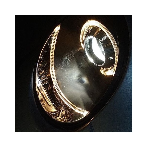 2 Phares avant VW Polo (9N) Angel Eyes - Noir