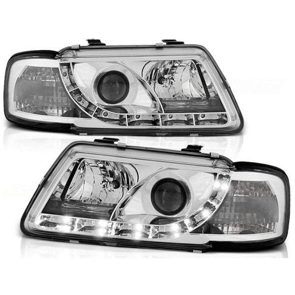 2 Phares avant Audi A3 8L Devil Eyes LED - Chrome