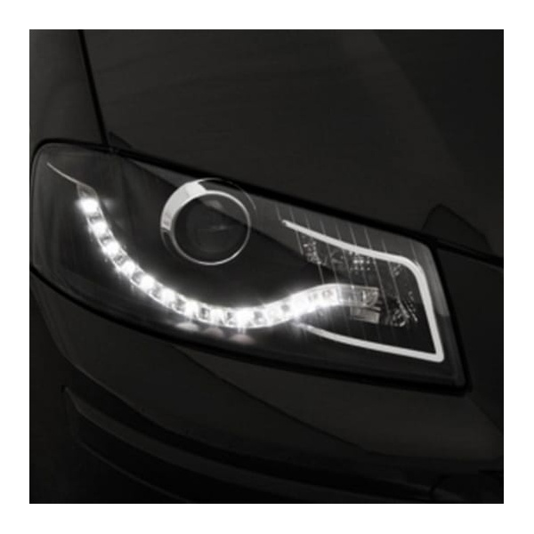 2 Phares avant Audi A3 8P Devil Eyes LED - Noir