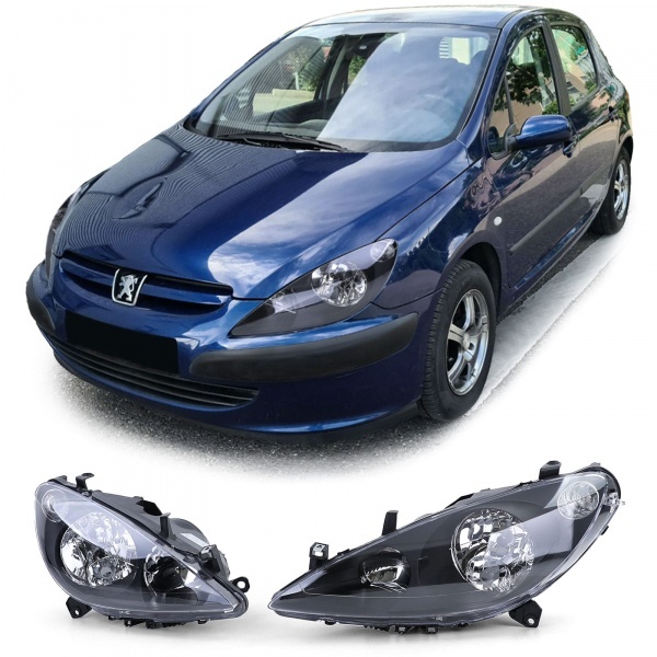 2 Phares avant Peugeot 307 01-05 look sport - Noir