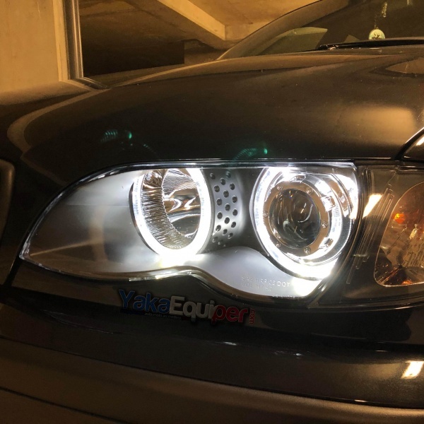 2 BMW E46 Limousine Angel Eyes LED Depo V2 Frontscheinwerfer - 01-05 - Schwarz