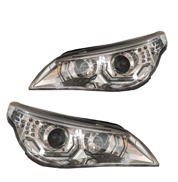 2 Phares xenon BMW Serie 5 E60 E61 Angel Eyes LED 03-07 look Iconic - Chrome
