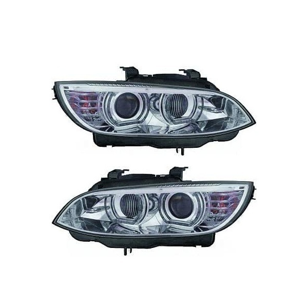 2 Phares xénon AFS BMW Serie 3 E92 E93 Coupe Angel Eyes LED U-LTI 05-10 - Chrome