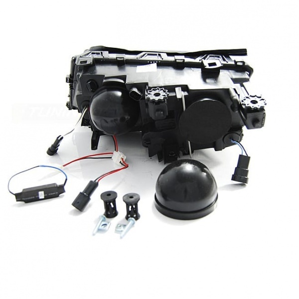 2 Phares avant BMW E46 Berline Angel Eyes LED Depo V2 - 01-05 - Noir