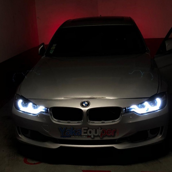 2 BMW Serie 3 F30 Angel Eyes LED 11-15 Frontscheinwerfer - Schwarz