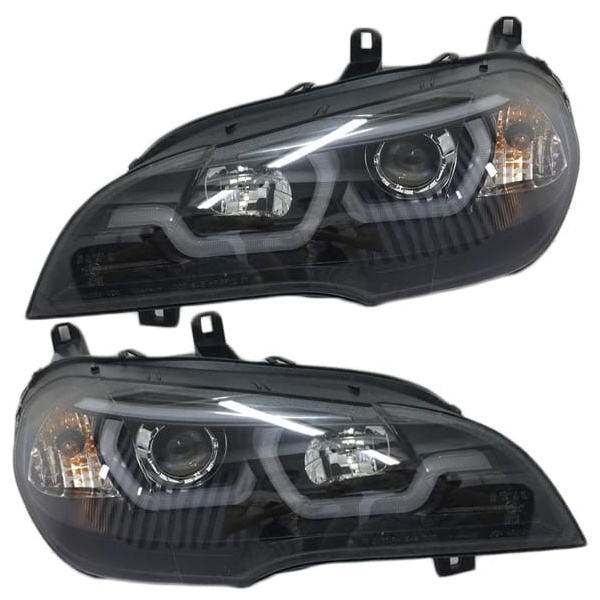 2 Phares halogene BMW X5 E70 Angel Eyes iconic LED 07-13 - Noir