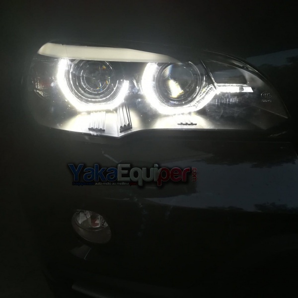2 Phares xenon BMW X5 E70 Angel Eyes LED 07-13 - Chrome