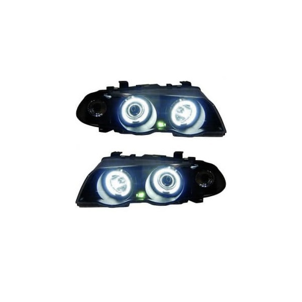 2 Phares angel eyes CCFL BMW E46 Berline phase 1 98-01 - Noir